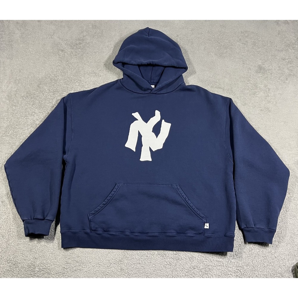 Akimbo Hoodie NY Noodle Tyrrell Winston Mens Large Blue Sweater Pullover Fleece